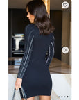 Long sleeves Embellished bodycon dress in black