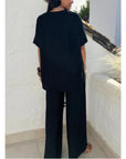 Oversized comfort stretch-jersey top and Relaxed-fit trousers in Black