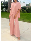 Oversized comfort stretch-jersey top and Relaxed-fit trousers in Pink