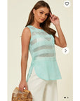 Mesh Chiffon Vest Top (Mint)