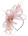 Feather & Floral Fascinator Headband In Dusty Pink