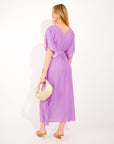 Oversized Metallic pleated kaftan maxi dress in purple