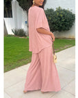 Oversized comfort stretch-jersey top and Relaxed-fit trousers in Pink
