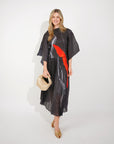 Full Pleated Printed Top And Midi Skirt In Black
