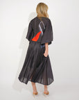 Full Pleated Printed Top And Midi Skirt In Black