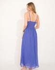 Strappy Chiffon Maxi Dress with Sequin waist (Blue)