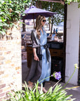 Oversized Full pleated Tie Dye color Cardigan in Black/Blue