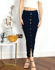 Midi Pencil Skirt in Fine Knit bodycon style in Rusty Black
