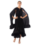 Ruffle Hem and Sleeves Oversized dress in Black