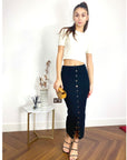 Midi Pencil Skirt in Fine Knit bodycon style in Rusty Black