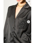 Silky saint feeling Long Sleeves shirt in Black