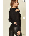 Frill Cold Shoulder Knitted Top