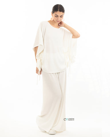 Oversized comfort stretch-jersey top and Relaxed-fit trousers in White
