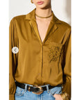 Silky saint feeling Long Sleeves shirt in Gold