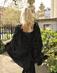 Black Ruffle-Trim Draped Resort Dress