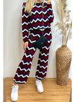 Zig Zag Print crop top and trousers tracksuits