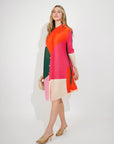 Multi color print long sleeves Blazer Dress with buttons design in orange
