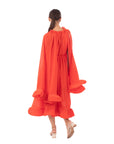 Ruffle Hem and Sleeves Oversized dress in Orange