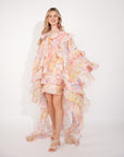 Heavy Tiered Ruffle Oversized Dress In Red Floral Print