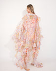 Heavy Tiered Ruffle Oversized Dress In Red Floral Print
