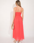 Strappy Chiffon Maxi Dress with Sequin waist (Red)