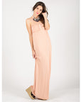 Bandeau Strapless Jersey Maxi Dress in Nude