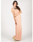 Bandeau Strapless Jersey Maxi Dress in Nude