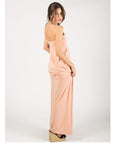 Bandeau Strapless Jersey Maxi Dress in Nude