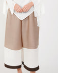 Full pleated Long sleeves top and trousers in White