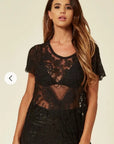 Crochet Top with Butterfly detail (Black)