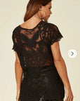 Crochet Top with Butterfly detail (Black)