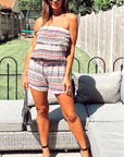 Little Elephant and stripe all over print cotton Playsuits - pink / white