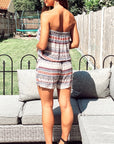 Little Elephant and stripe all over print cotton Playsuits - pink / white