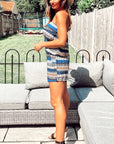 Little Elephant and stripe all over print cotton Playsuits - Blue