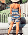 Little Elephant and stripe all over print cotton Playsuits - Blue