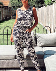 Floral print tassel top and trousers suits