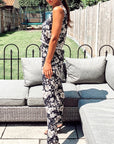 Floral print tassel top and trousers suits