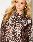 Oversized Leopard print billow dress with blouson sleeves