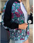 Green paisley floral Print Bomber Jacket