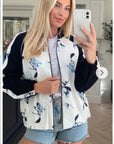 Floral Print Bomber Jacket (White floral)
