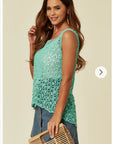Floral Pattern Crochet Vest Top