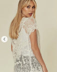 Crochet Top with Butterfly detail (Cream)