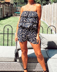 Leaf Print Playsuits (Black)