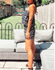 Leaf Print Playsuits (Black)