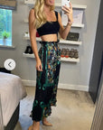 Palm tree and animal scarft print pleated trousers