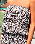 Textile print all over Cotton Playsuit in black color