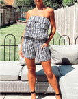 Textile print all over Cotton Playsuit in blur color