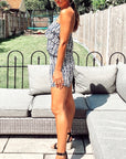 Textile print all over Cotton Playsuit in blur color