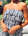 Textile print all over Cotton Playsuit in blur color