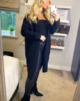 Oversized Boxy rib knit long cardigan with front pocket